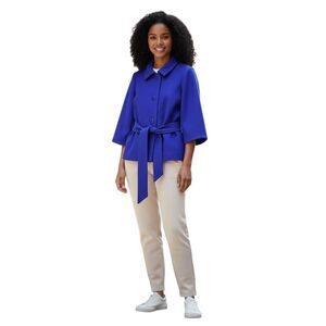 Kate Spade Women's Size 4 Crop Sleeve Peacoat Royal Blue Preppy Twee